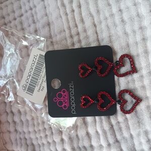 Paparazzi Sparkling Red Heart Earrings